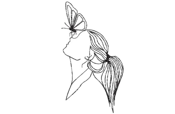 Girl and Butterfly: A Delicate Touch for Modern Embroidery
