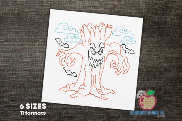Halloween Tree: A Charming Line Art Design for Gifts